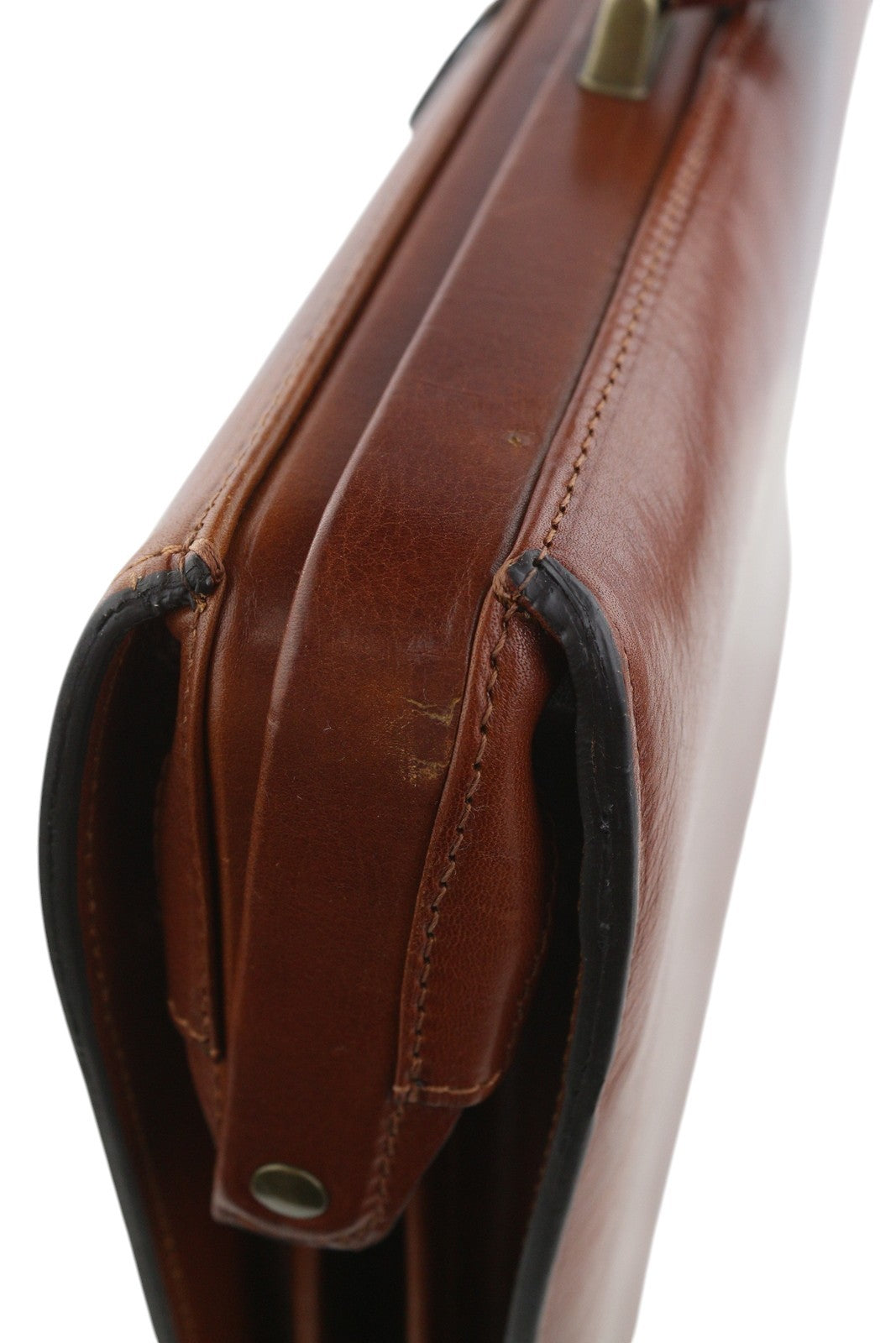 TIME RESISTANCE Men Bag The Firm Brown Vachetta Leather Briefcase RRP350