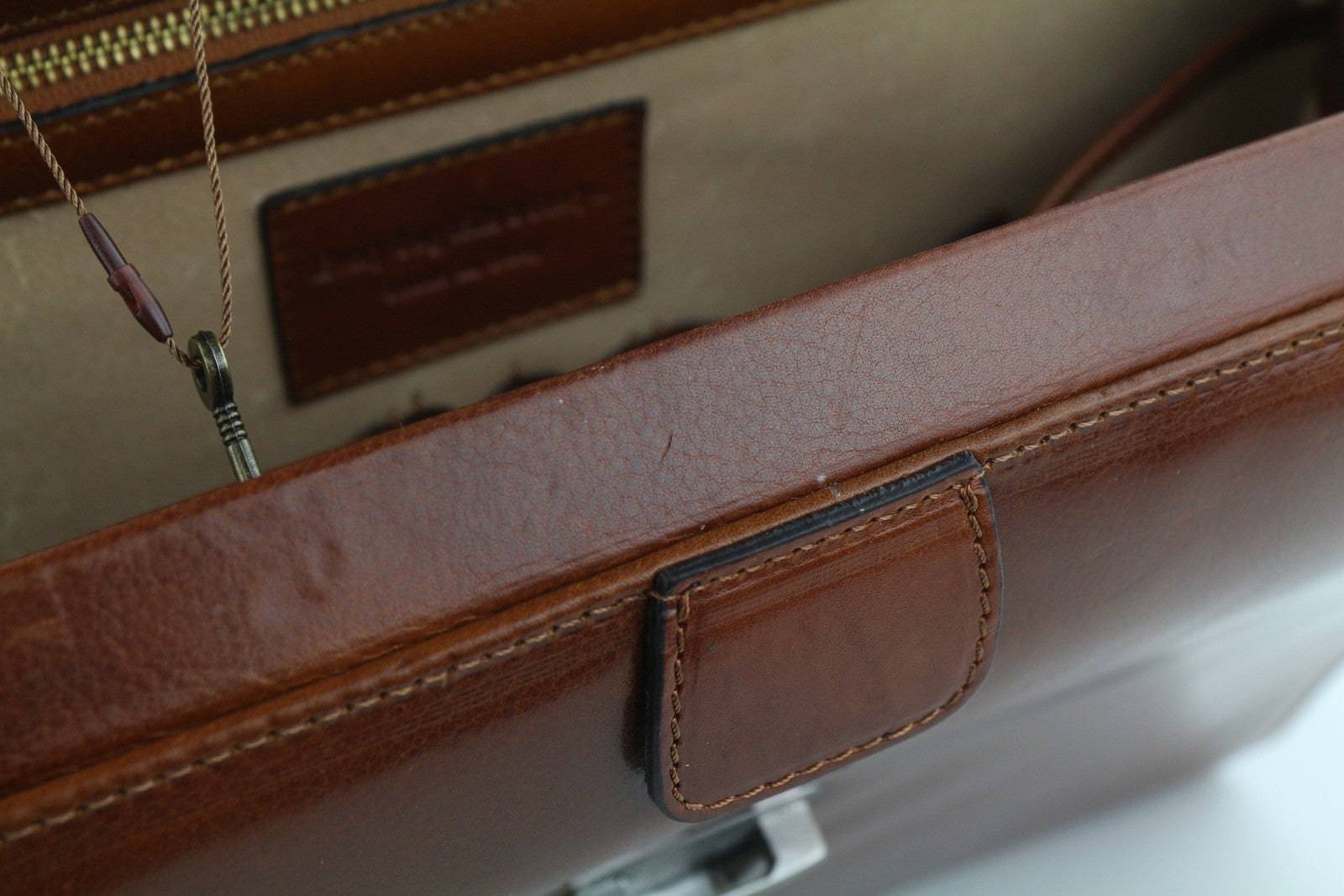 TIME RESISTANCE Men Bag The Firm Brown Vachetta Leather Briefcase RRP350