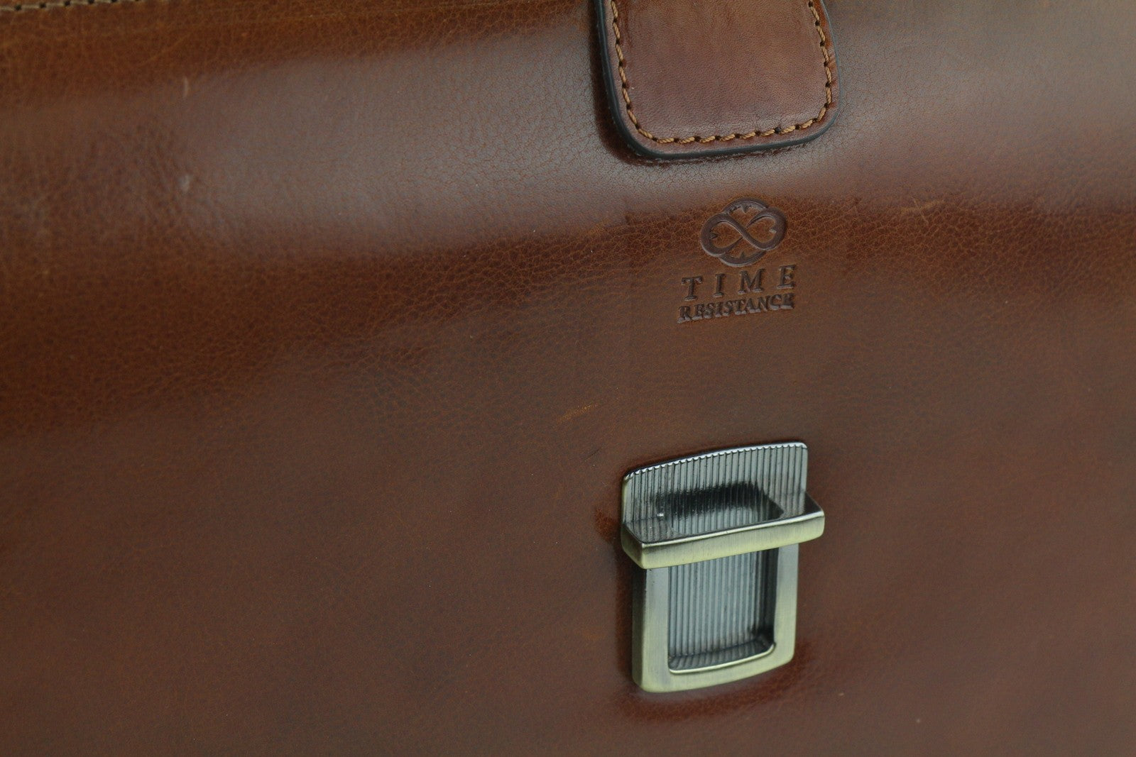 TIME RESISTANCE Men Bag The Firm Brown Vachetta Leather Briefcase RRP350