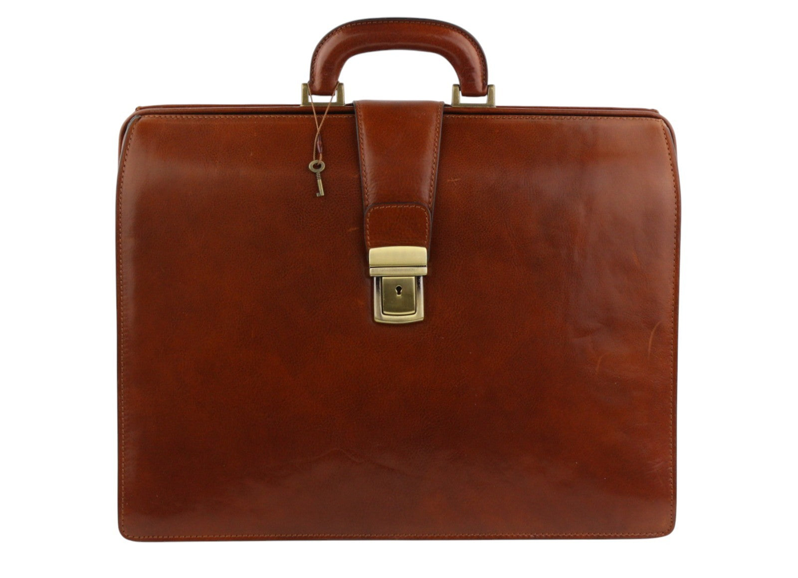TIME RESISTANCE Men Bag The Firm Brown Vachetta Leather Briefcase RRP350