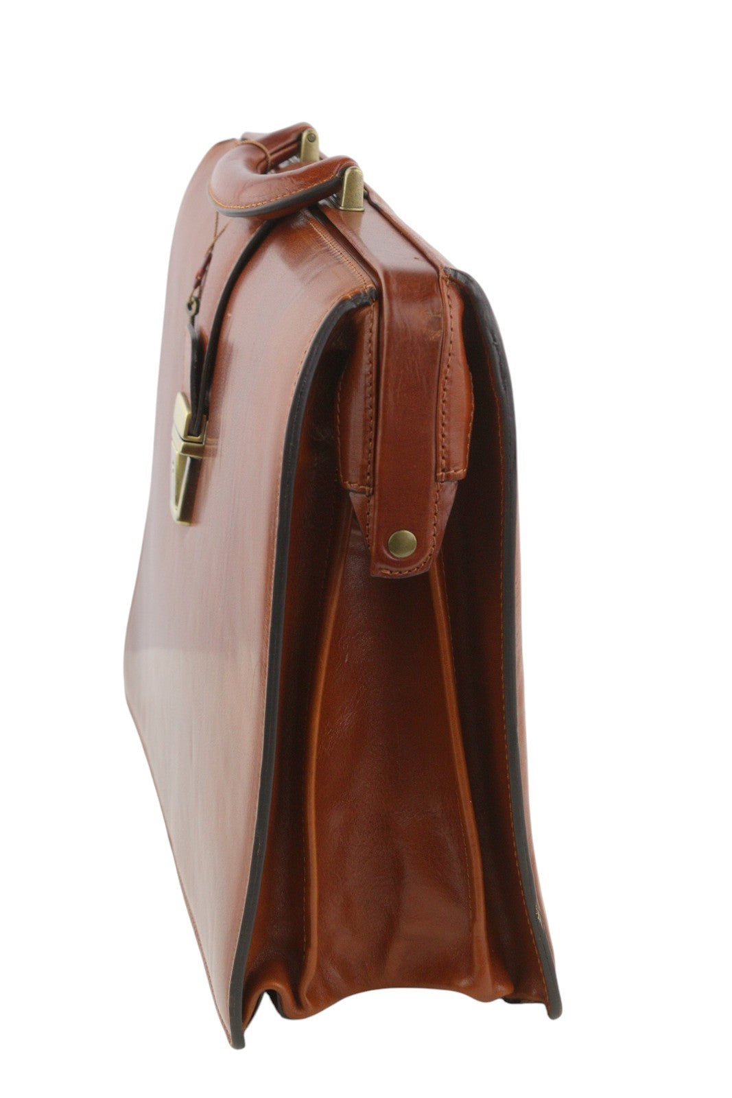 TIME RESISTANCE Men Bag The Firm Brown Vachetta Leather Briefcase RRP350