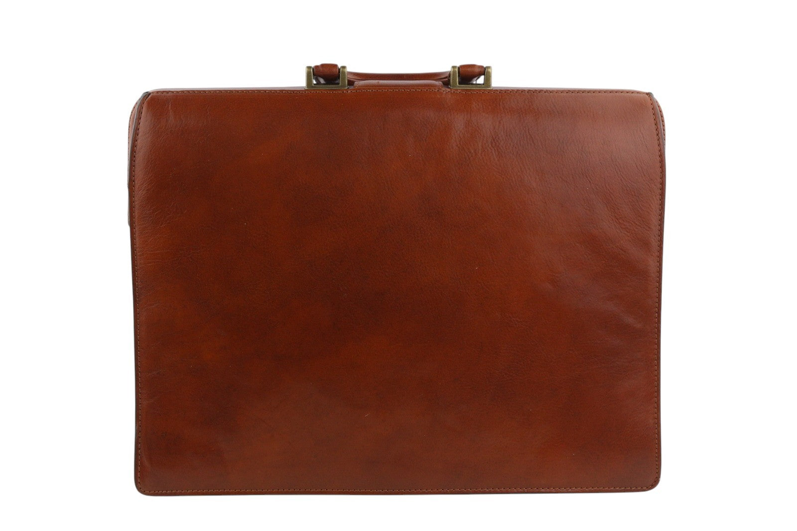 TIME RESISTANCE Men Bag The Firm Brown Vachetta Leather Briefcase RRP350