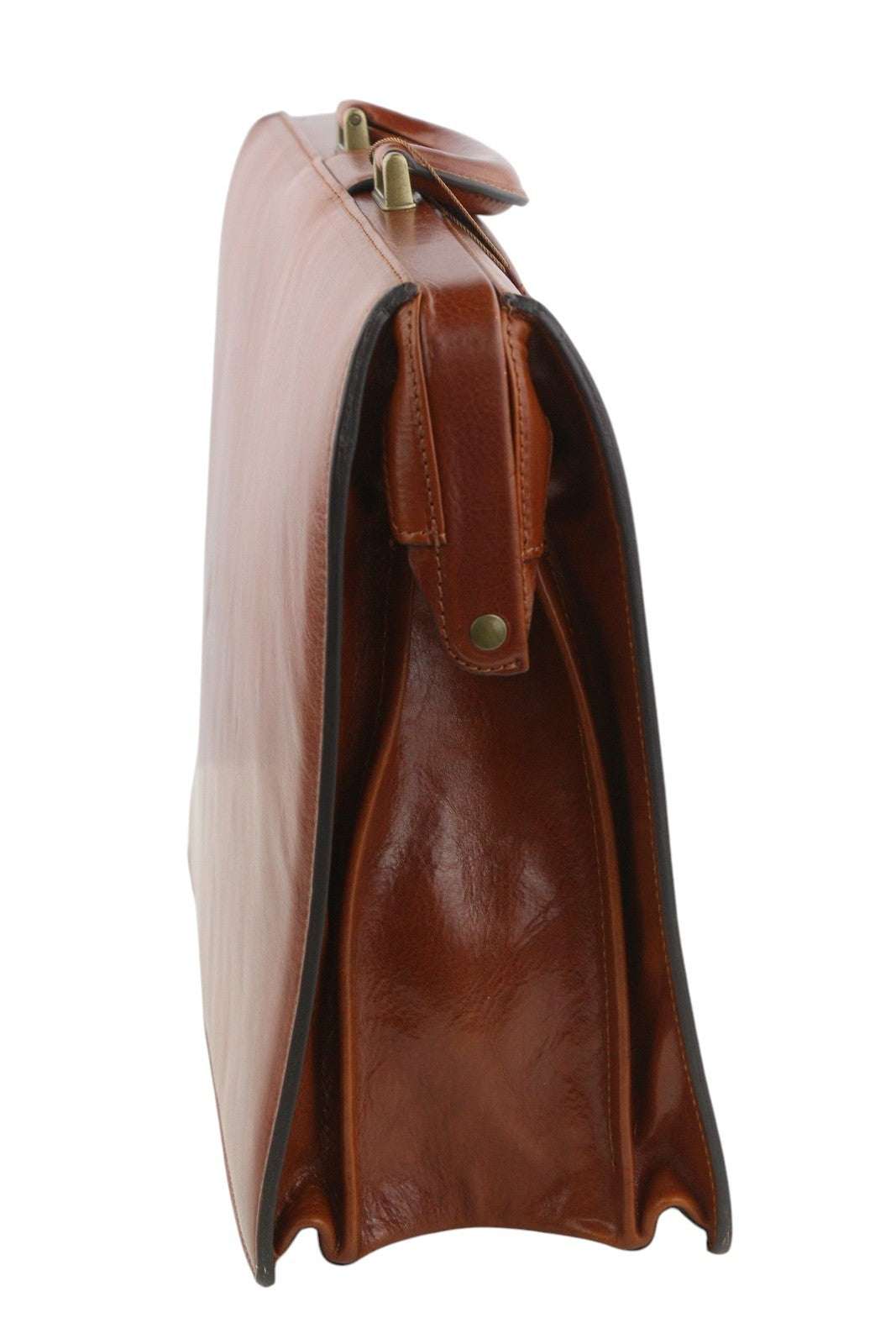 TIME RESISTANCE Men Bag The Firm Brown Vachetta Leather Briefcase RRP350