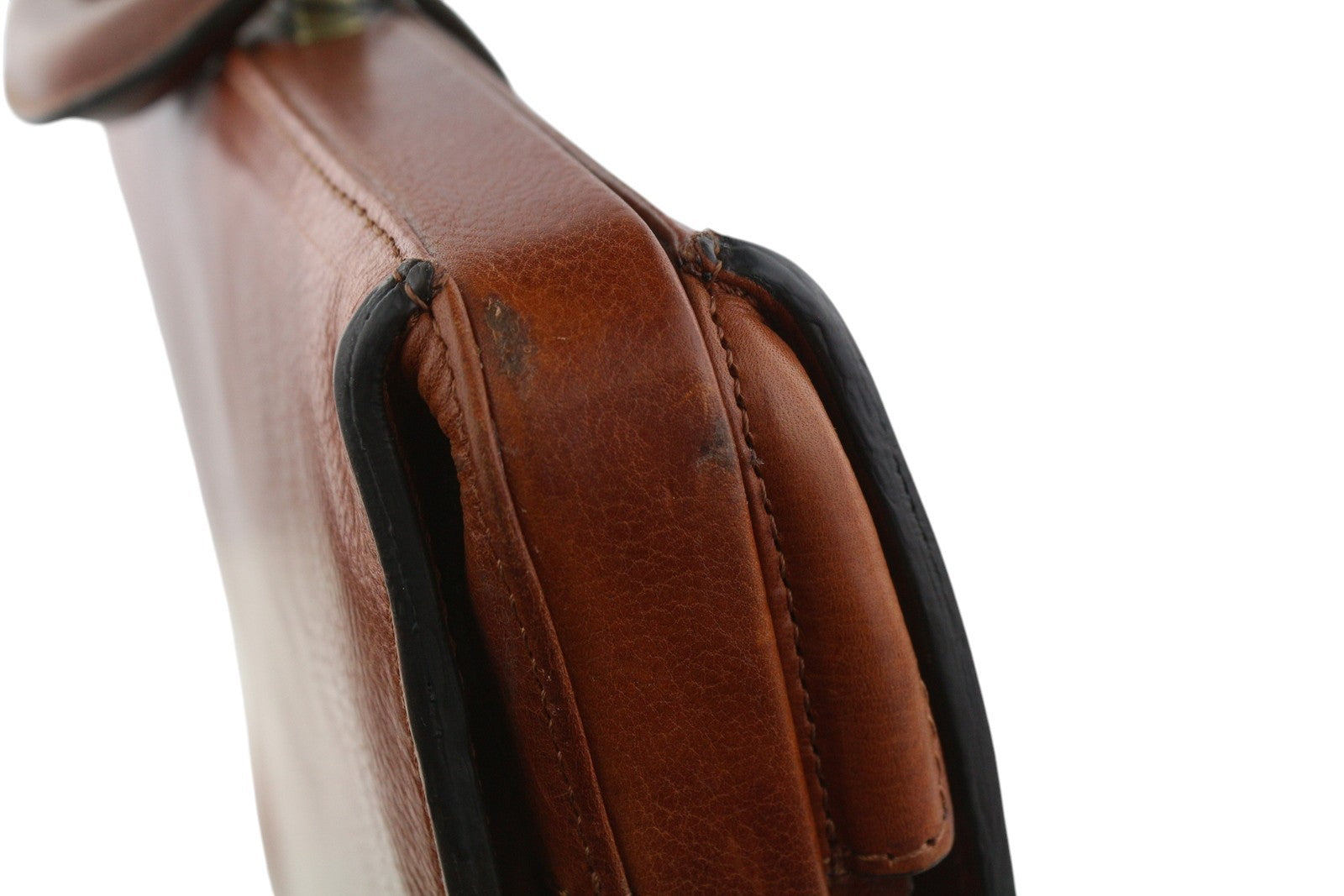 TIME RESISTANCE Men Bag The Firm OS Brown Vachetta Leather Key Briefcase RRP350