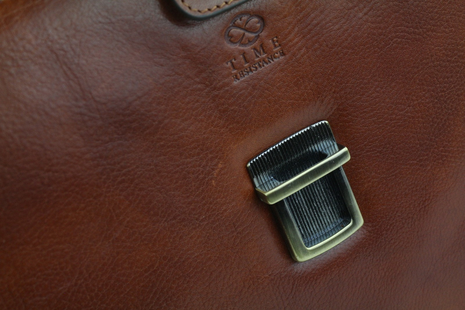 TIME RESISTANCE Men Bag The Firm OS Brown Vachetta Leather Key Briefcase RRP350