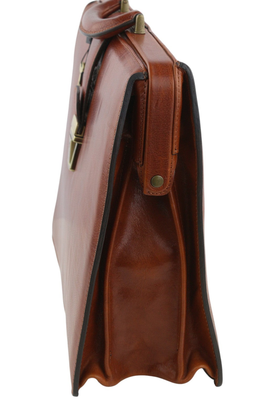 TIME RESISTANCE Men Bag The Firm OS Brown Vachetta Leather Key Briefcase RRP350