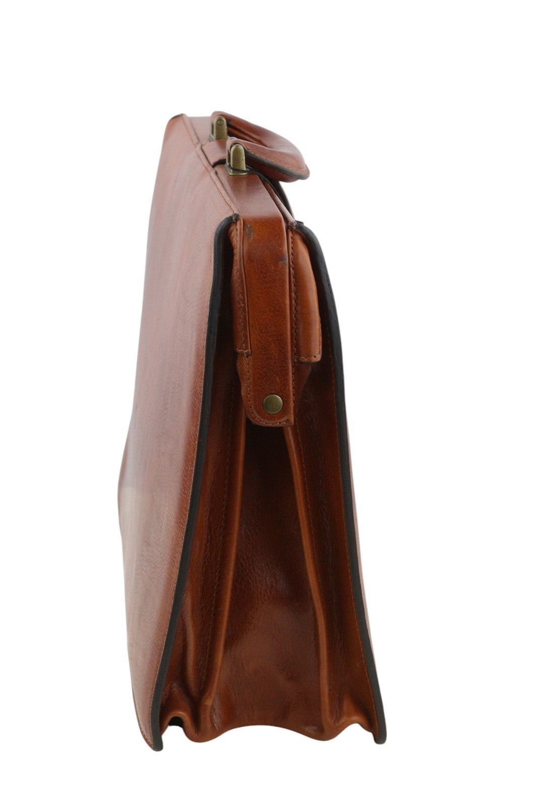 TIME RESISTANCE Men Bag The Firm OS Brown Vachetta Leather Key Briefcase RRP350