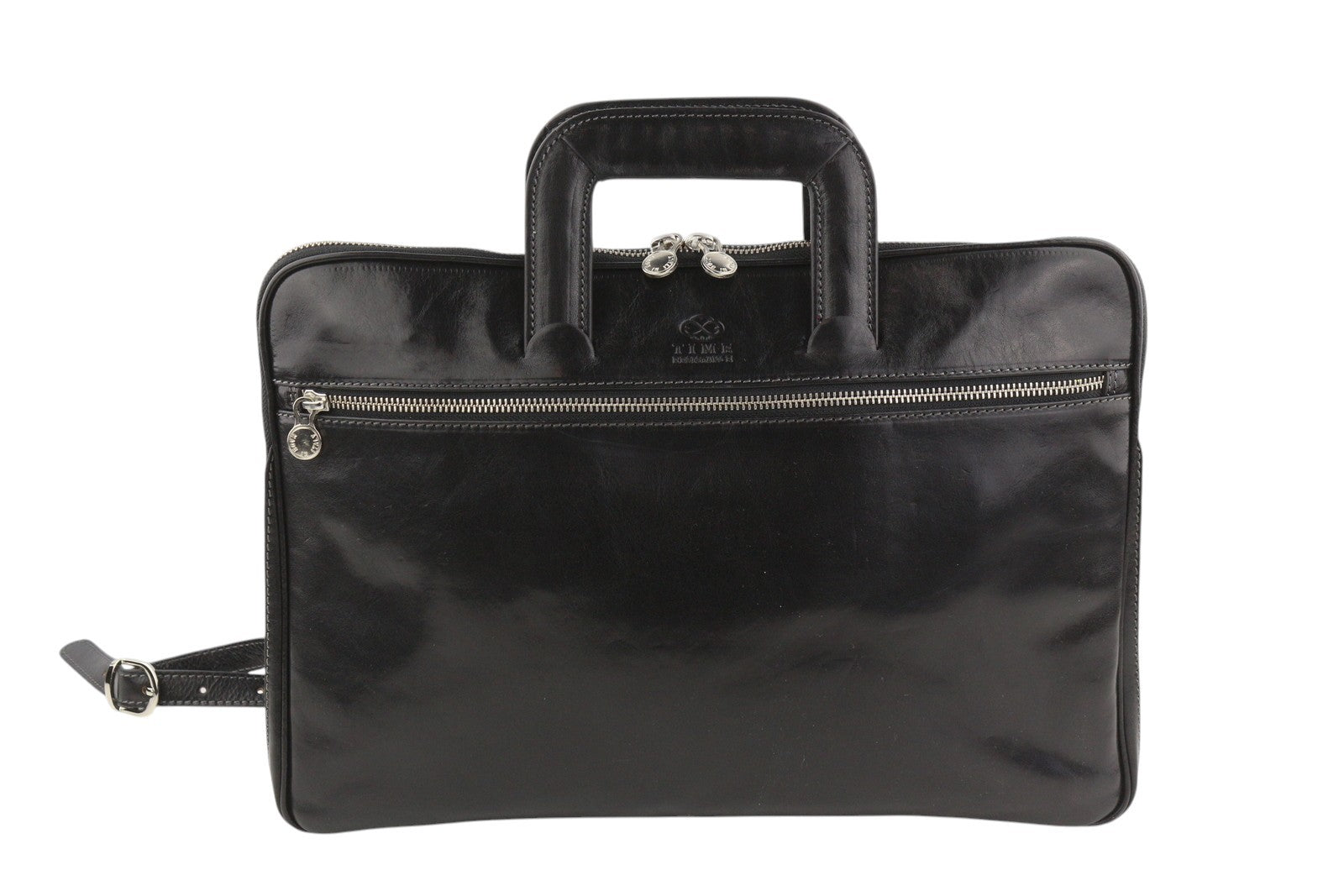 TIME RESISTANCE Brave New World Men Bag OS Black Leather Laptop Breifcase RRP260