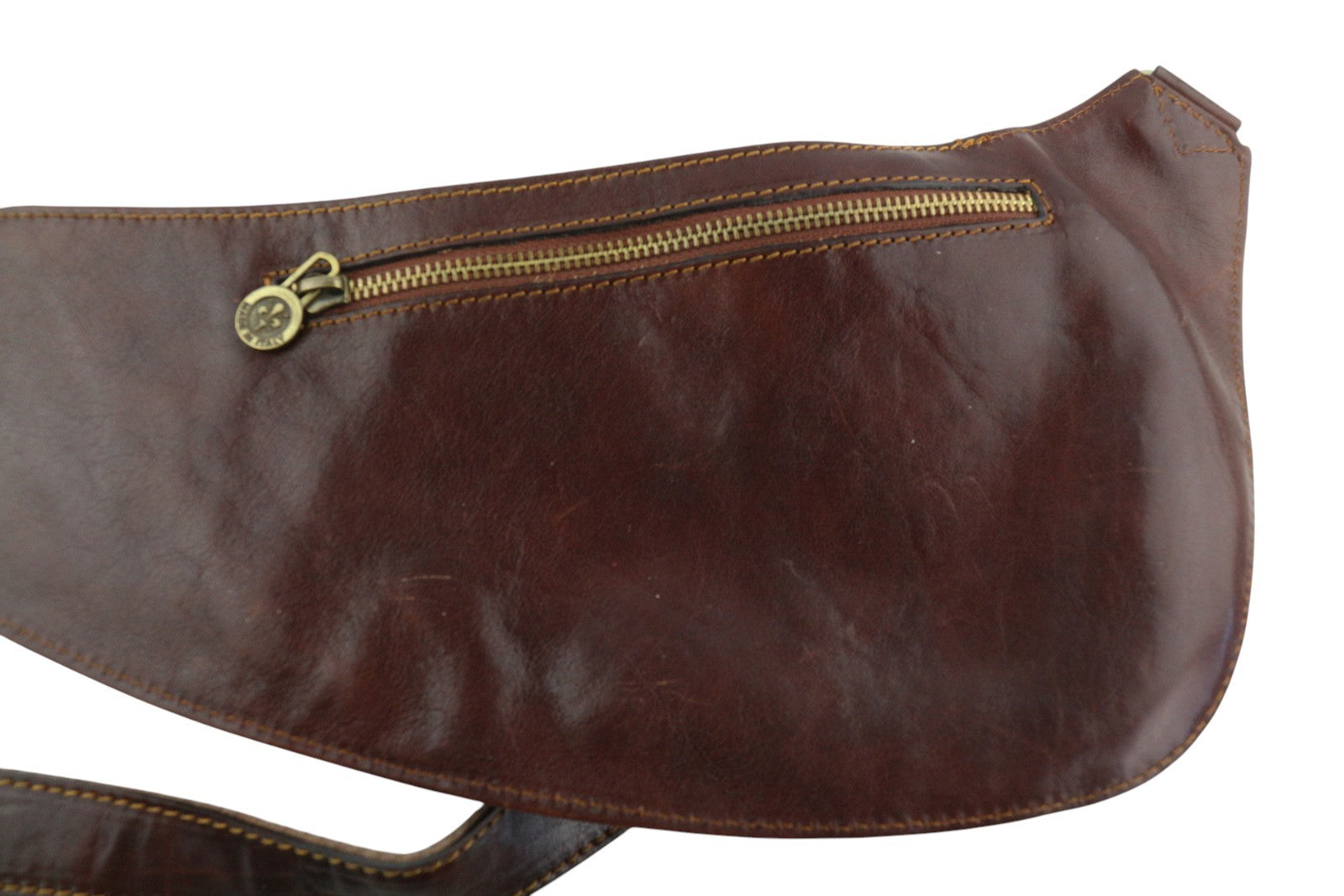 TIME RESISTANCE The Monk Men Bag OS Brown Leather Sling Crossbody RRP180