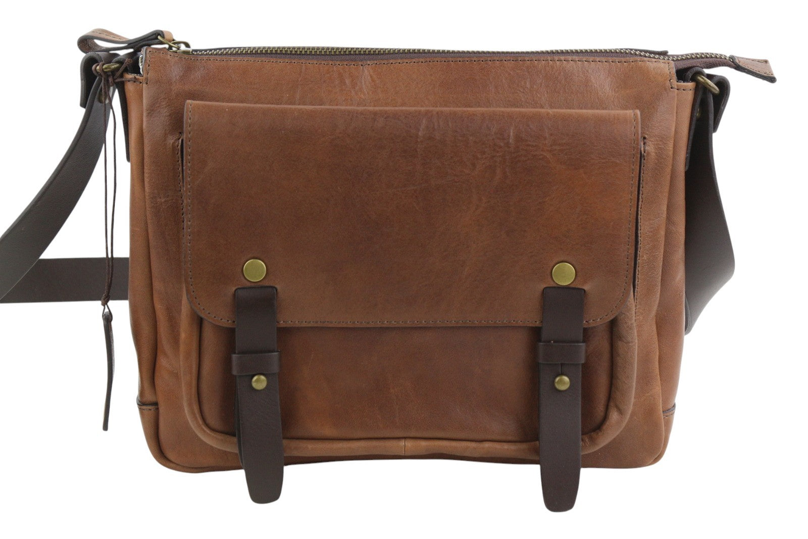 TIME RESISTANCE Persuasion Men Bag OS Brown Vachetta Leather Satchel RRP210
