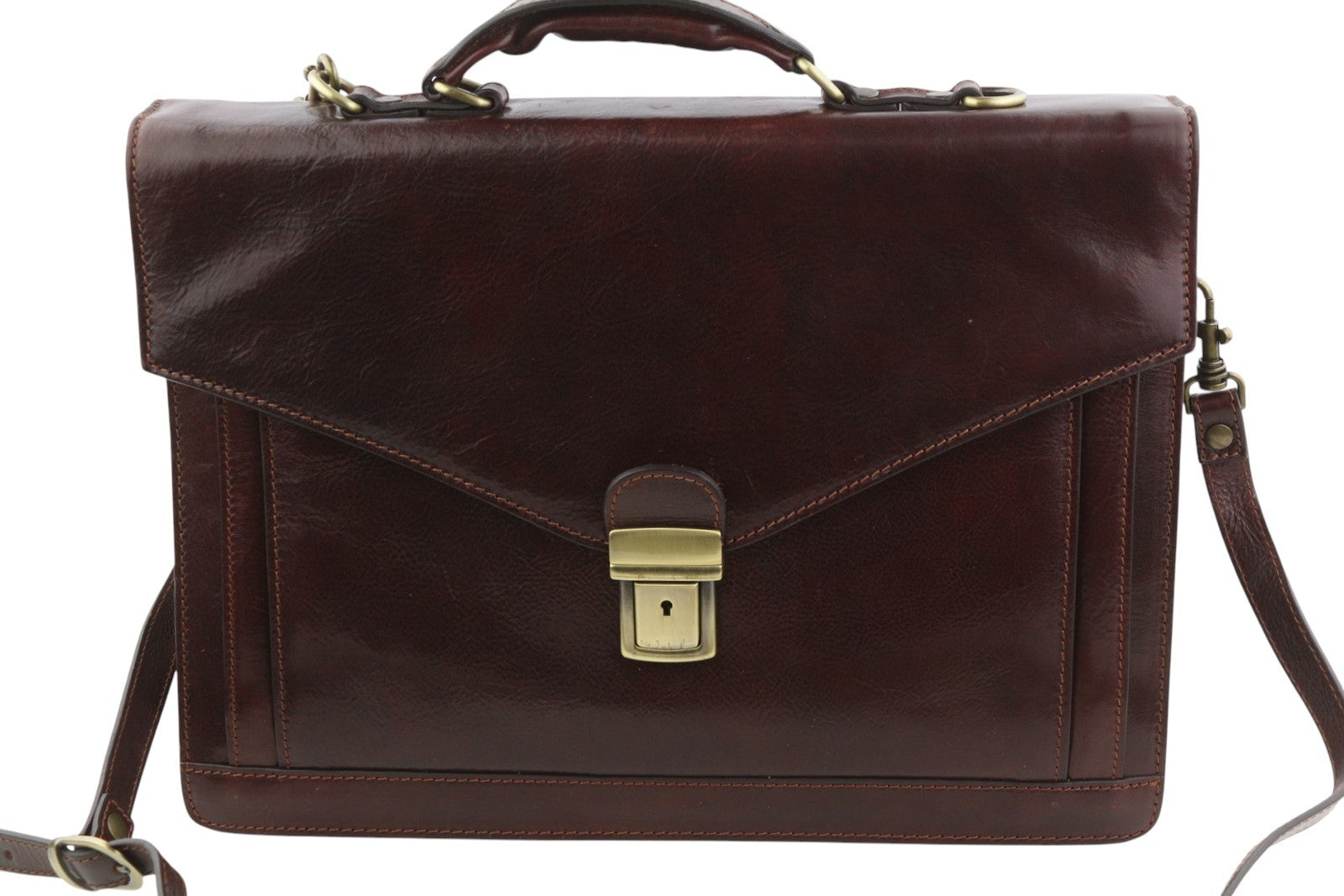 TIME RESISTANCE Men Bag The Magus Brown Vachetta Leather Briefcase RRP320
