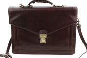 TIME RESISTANCE Men Bag The Magus Brown Vachetta Leather Briefcase RRP320