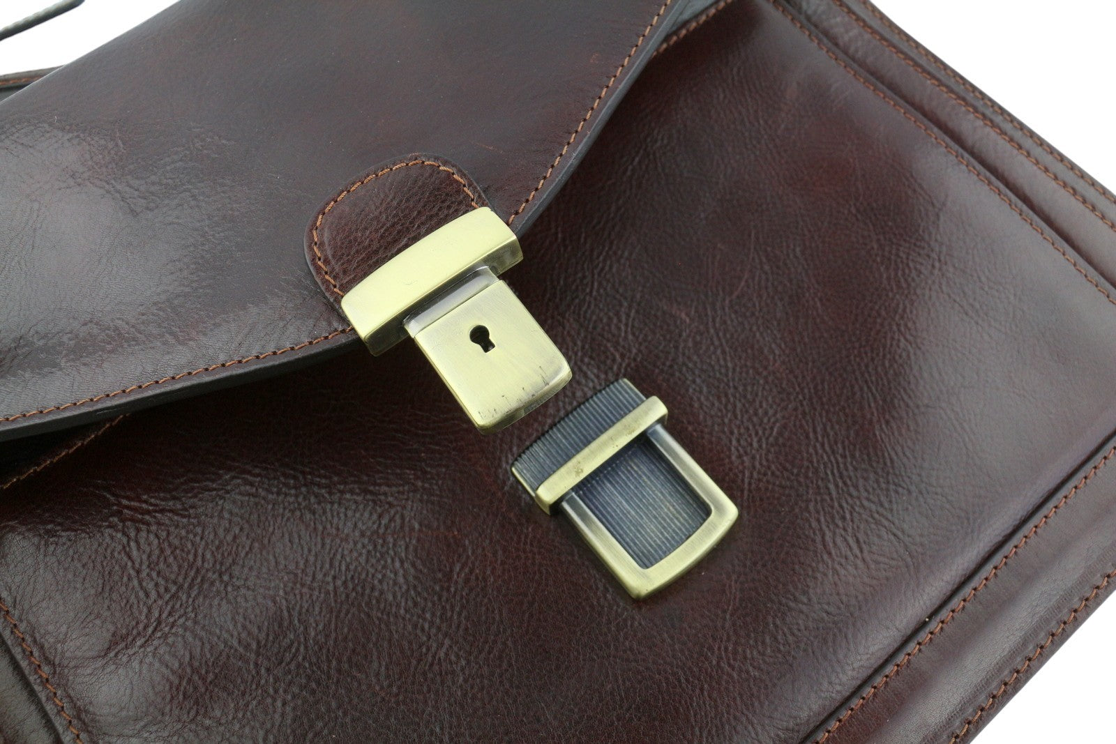 TIME RESISTANCE Men Bag The Magus Brown Vachetta Leather Briefcase RRP320
