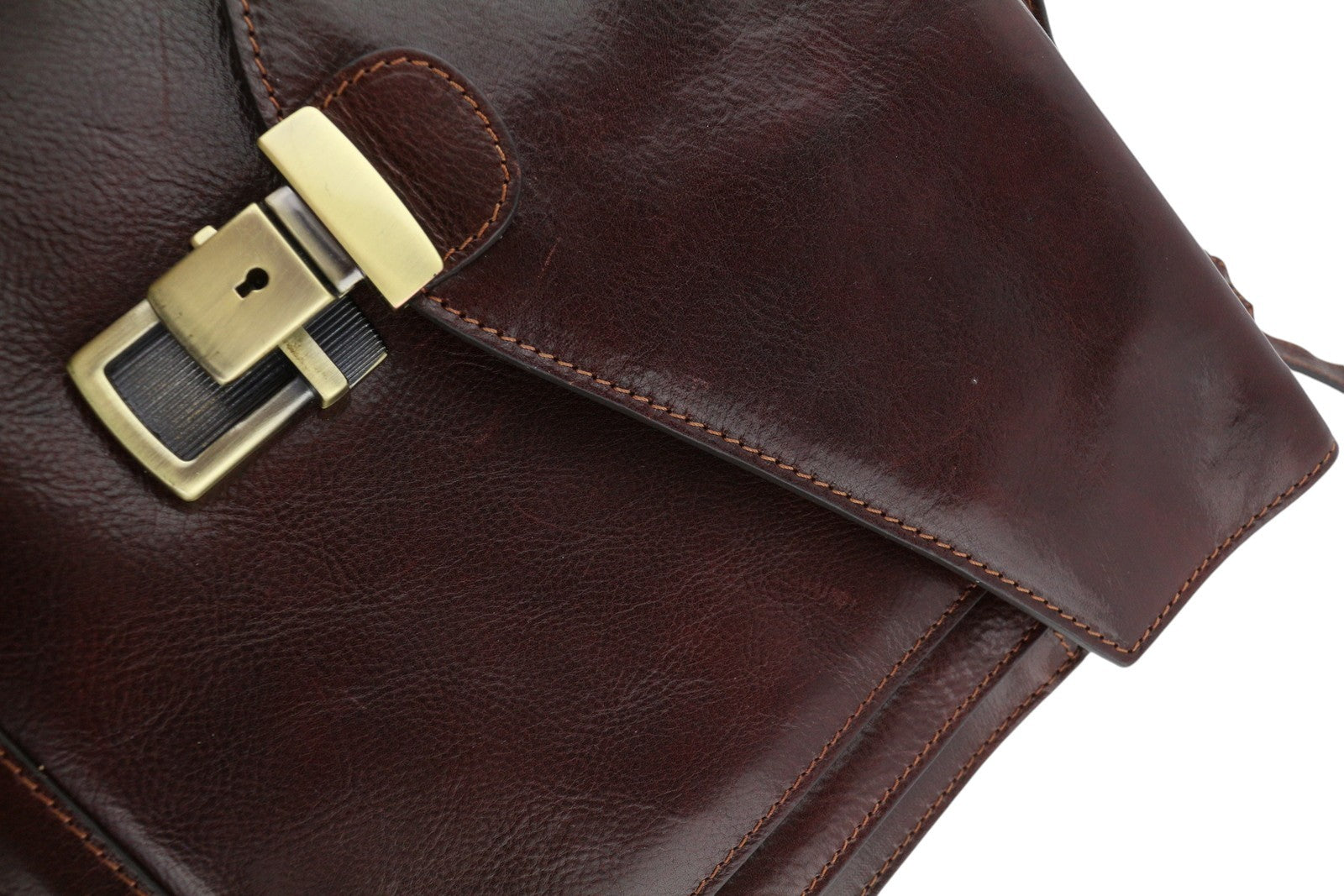 TIME RESISTANCE Men Bag The Magus Brown Vachetta Leather Briefcase RRP320