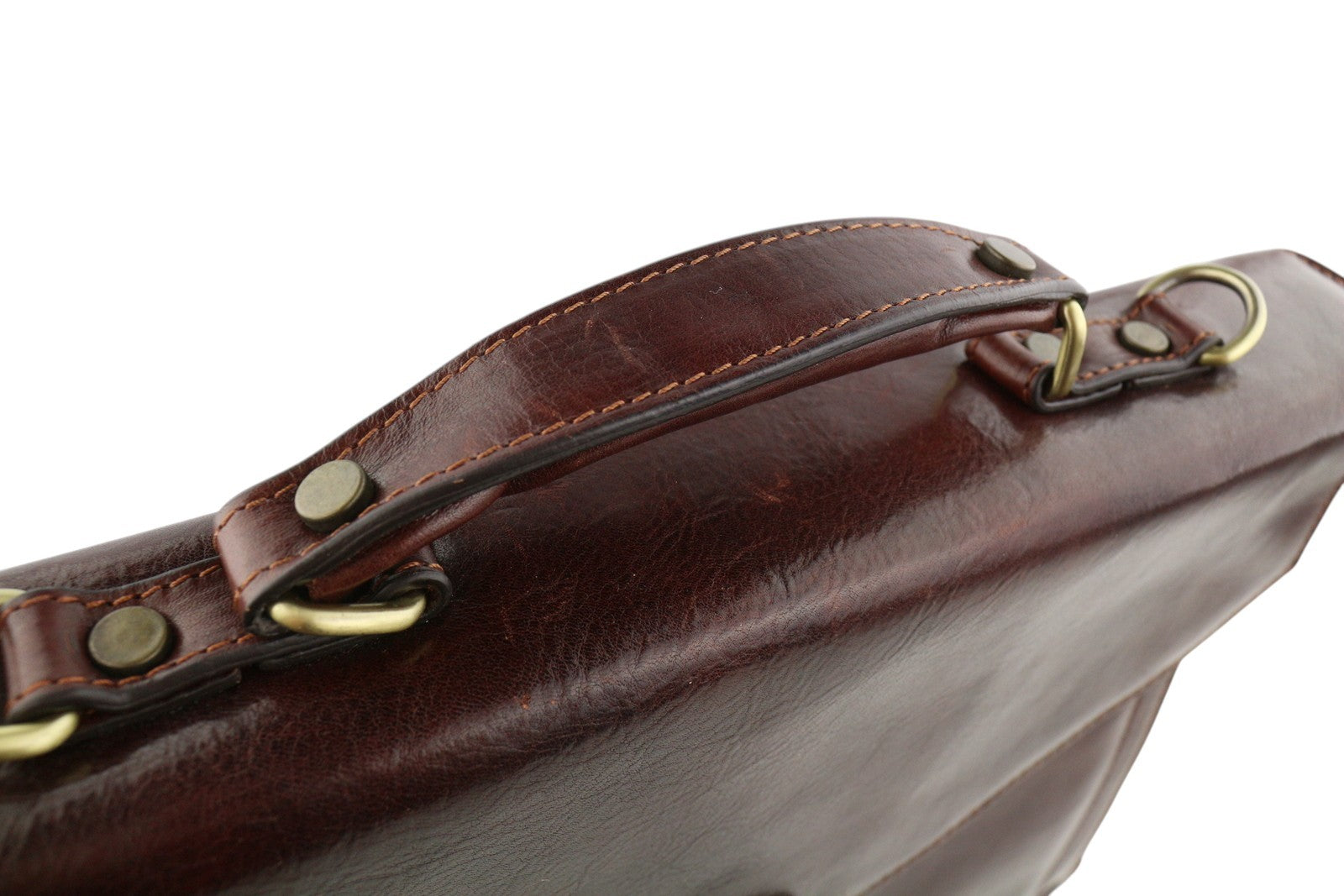 TIME RESISTANCE Men Bag The Magus Brown Vachetta Leather Briefcase RRP320