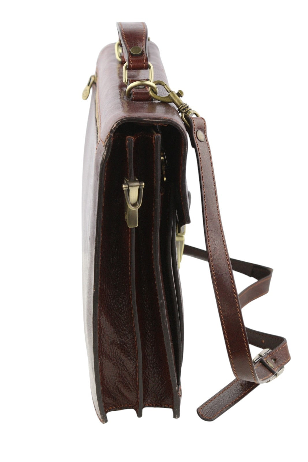 TIME RESISTANCE Men Bag The Magus Brown Vachetta Leather Briefcase RRP320