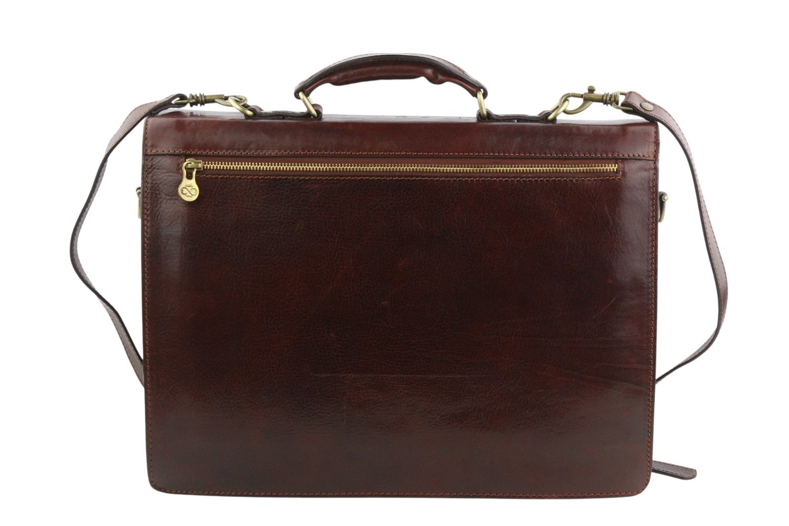 TIME RESISTANCE Men Bag The Magus Brown Vachetta Leather Briefcase RRP320