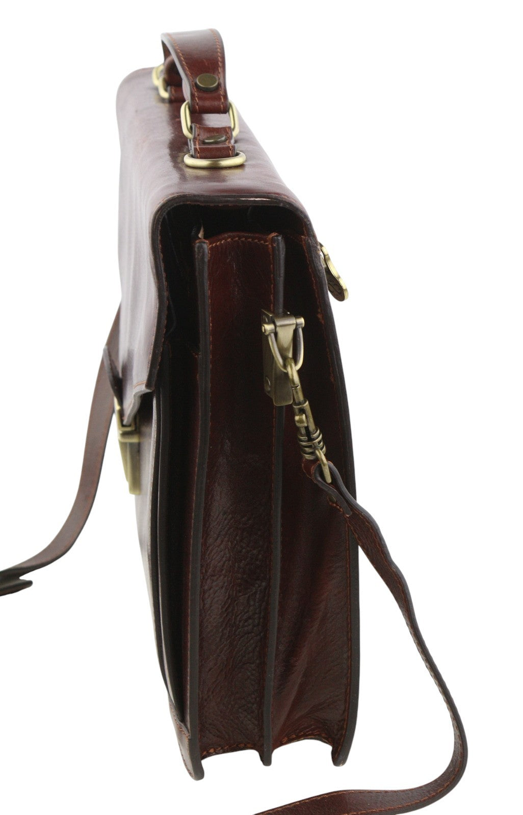 TIME RESISTANCE Men Bag The Magus Brown Vachetta Leather Briefcase RRP320