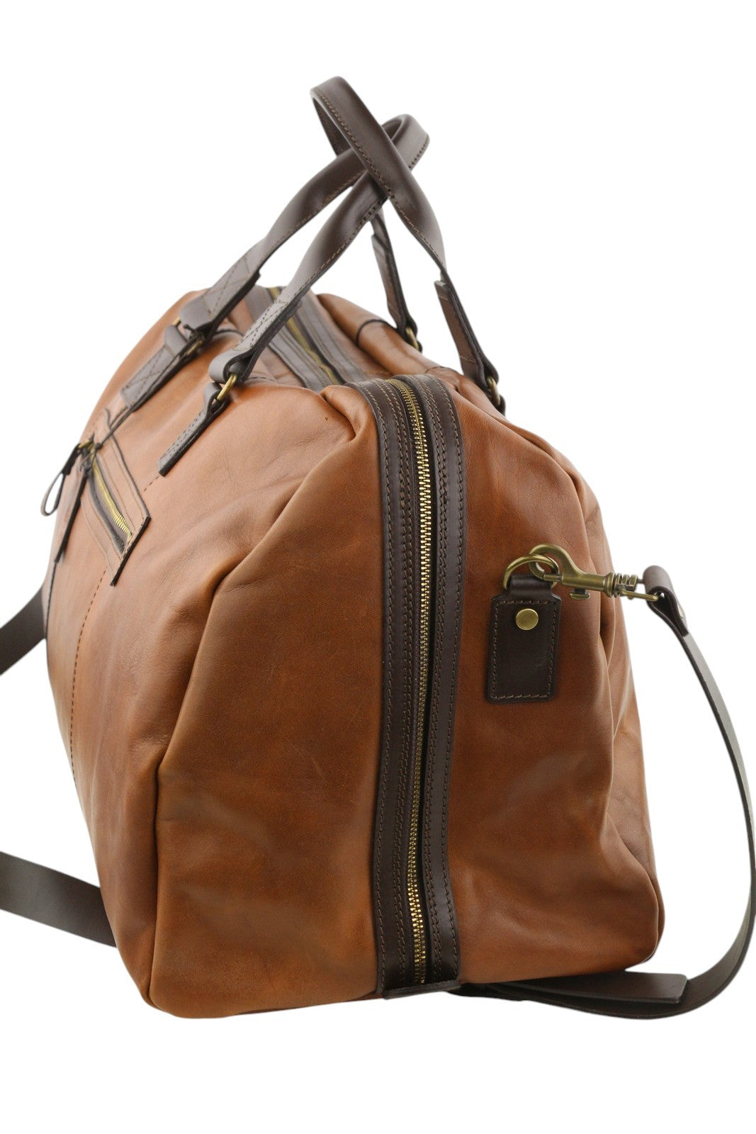 TIME RESISTANCE The Day of The Locust Men Bag OS Brown Leather Duffel RRP450