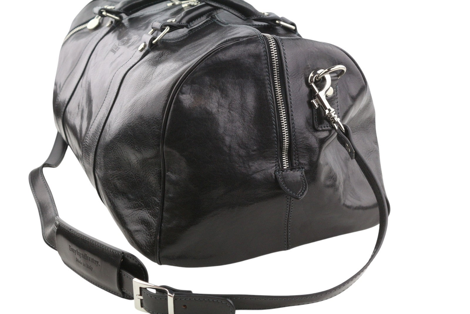 TIME RESISTANCE Wise Children Men Bag OS Black Leather Duffel RRP350