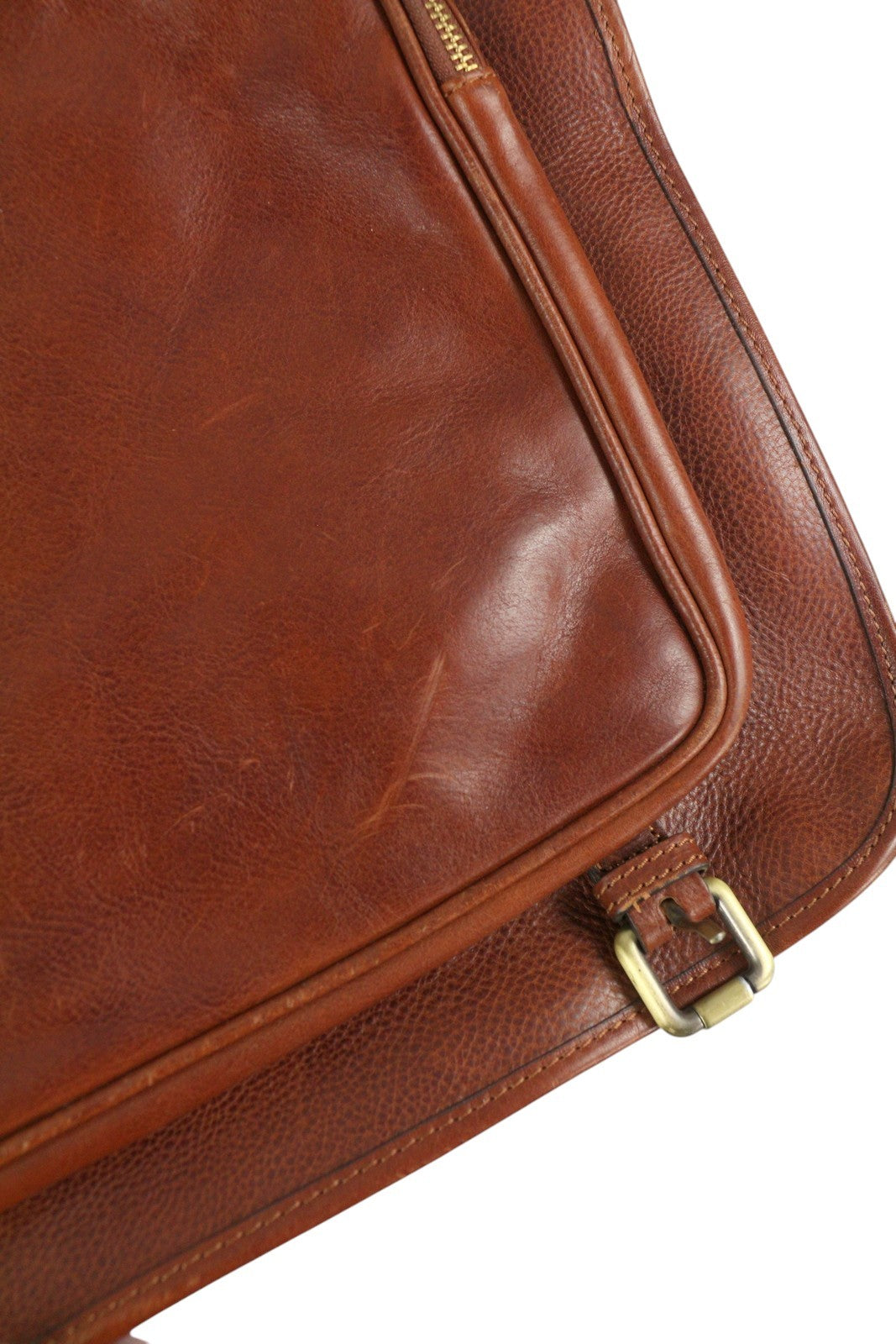 TIME RESISTANCE The Big Sleep Men Bag OS Brown Leather Zip Garment Bag RRP550