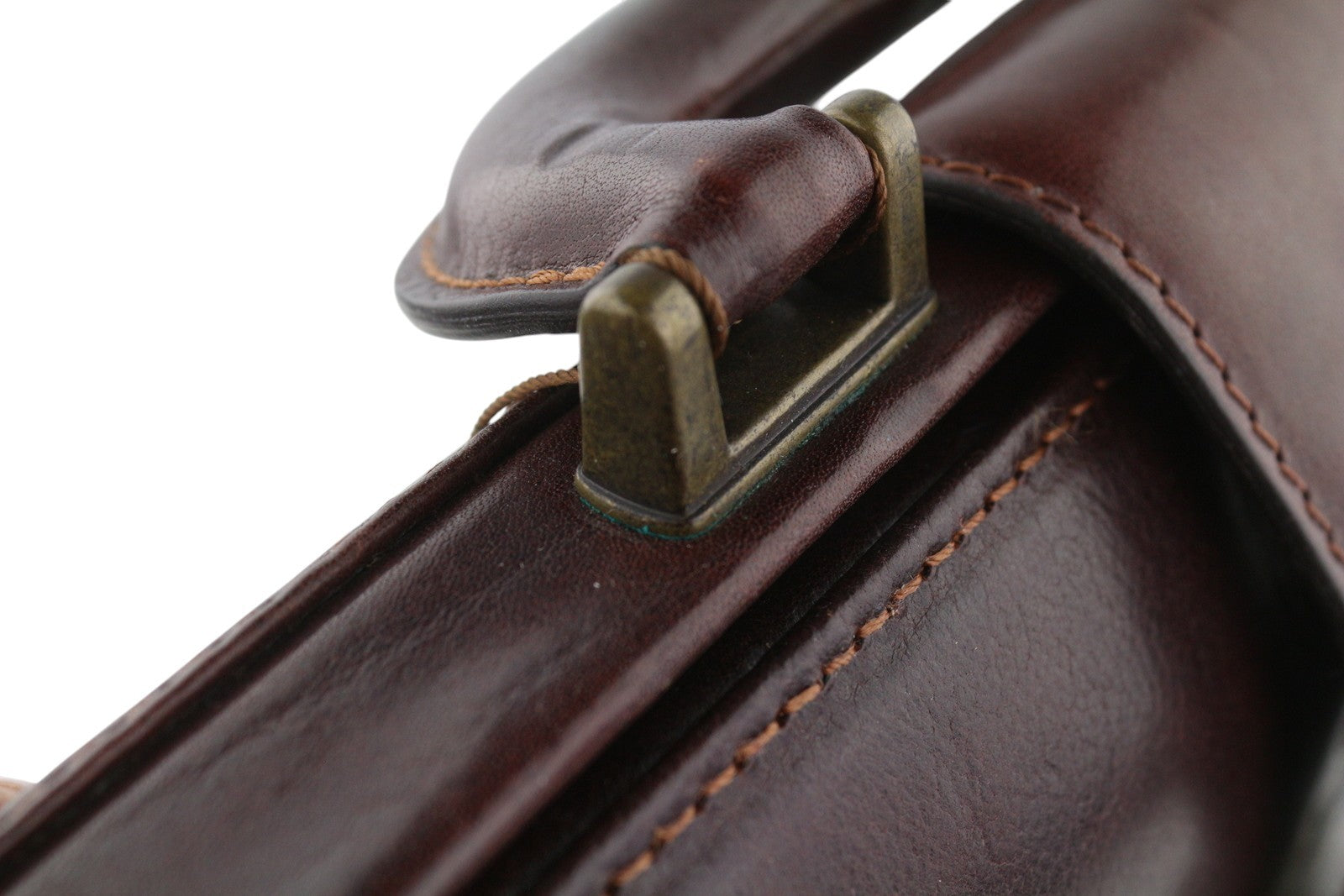 TIME RESISTANCE Men Bag The Firm Dark Brown Vachetta Leather Briefcase RRP350