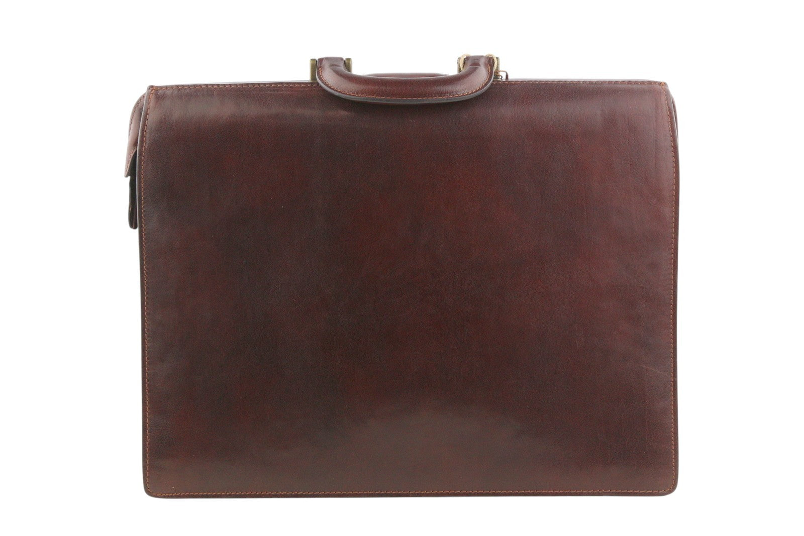 TIME RESISTANCE Men Bag The Firm Dark Brown Vachetta Leather Briefcase RRP350