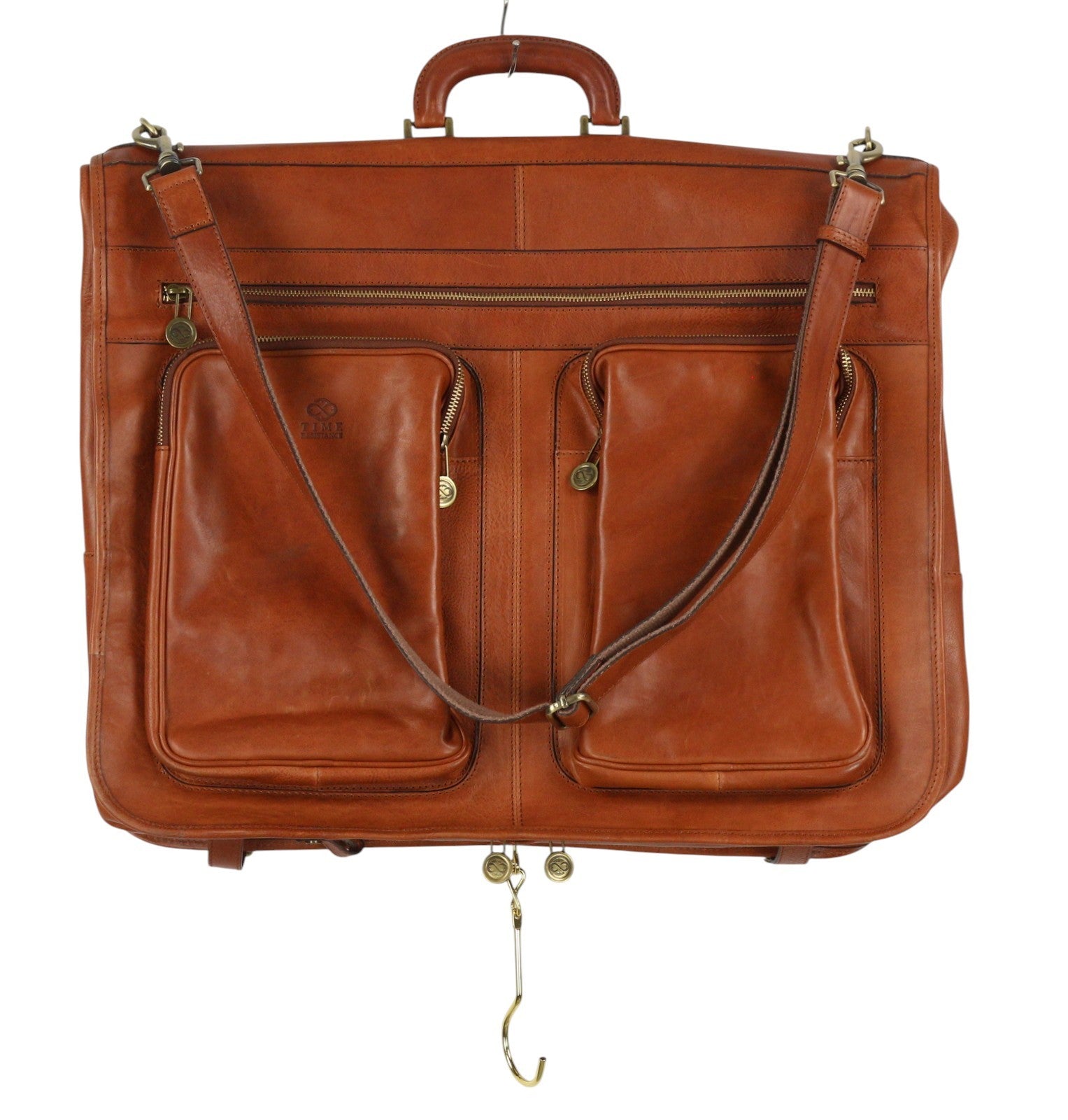 TIME RESISTANCE The Big Sleep Men Bag OS Brown Leather Garment Bag RRP550