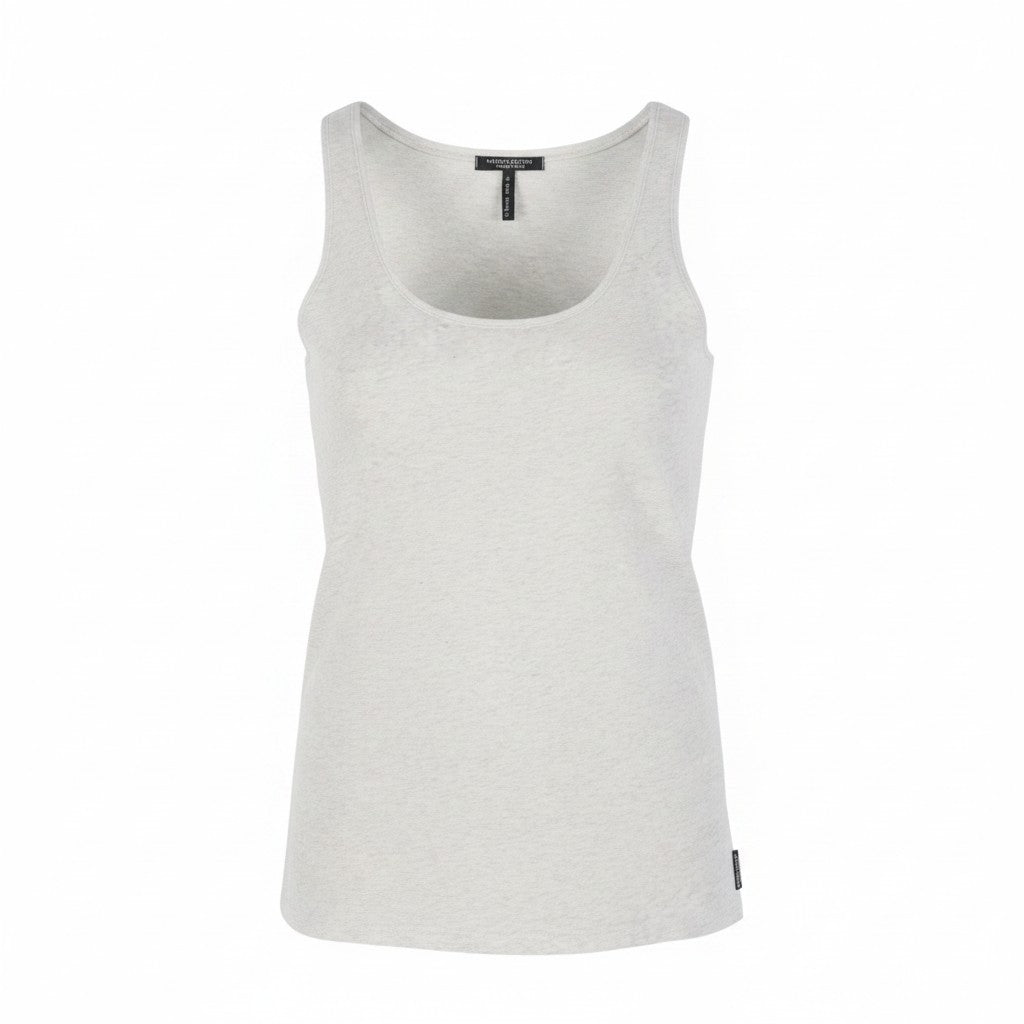 MAISON SCOTCH Women T-Shirt P XS Grey Melange Round Neck Tricot Sleeveless