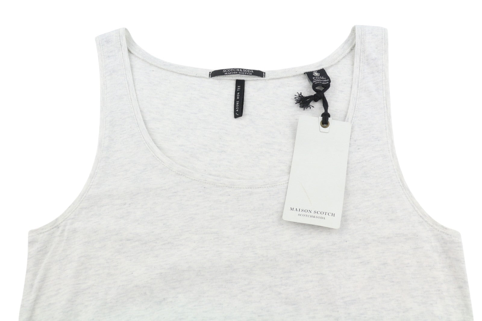 MAISON SCOTCH Women T-Shirt P XS Grey Melange Round Neck Tricot Sleeveless