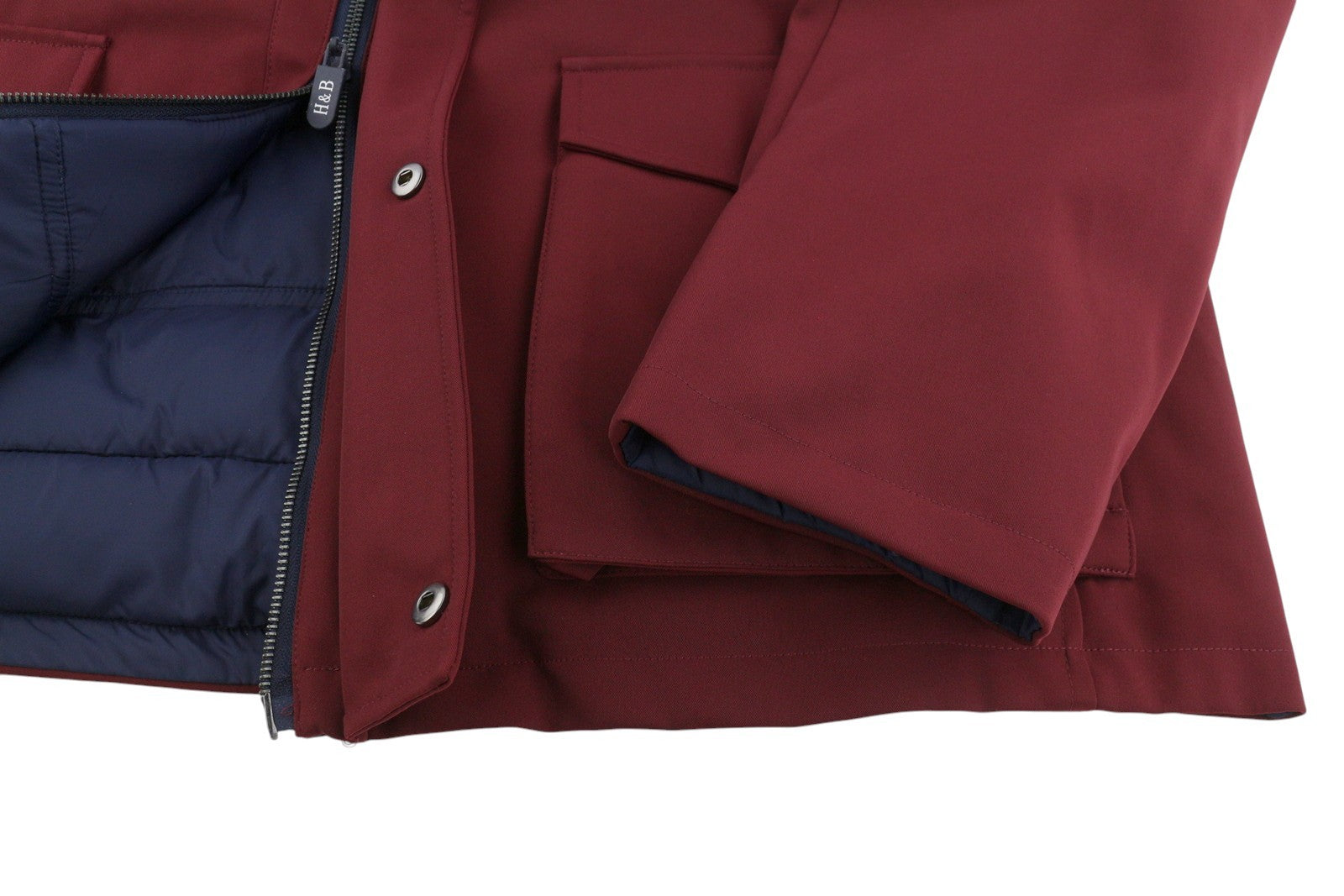 HARMONT & BLAINE Men Jacket 2XL Burgundy & Blue Reversible Padded Hooded