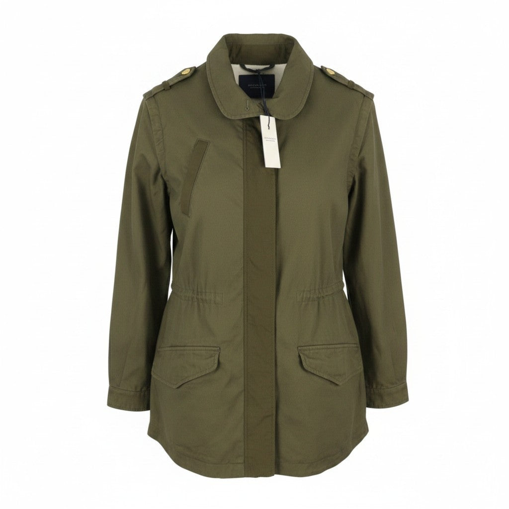 SCOTCH & SODA Women Jacket L Khaki Green Removable Sleeves Drawstring Waist