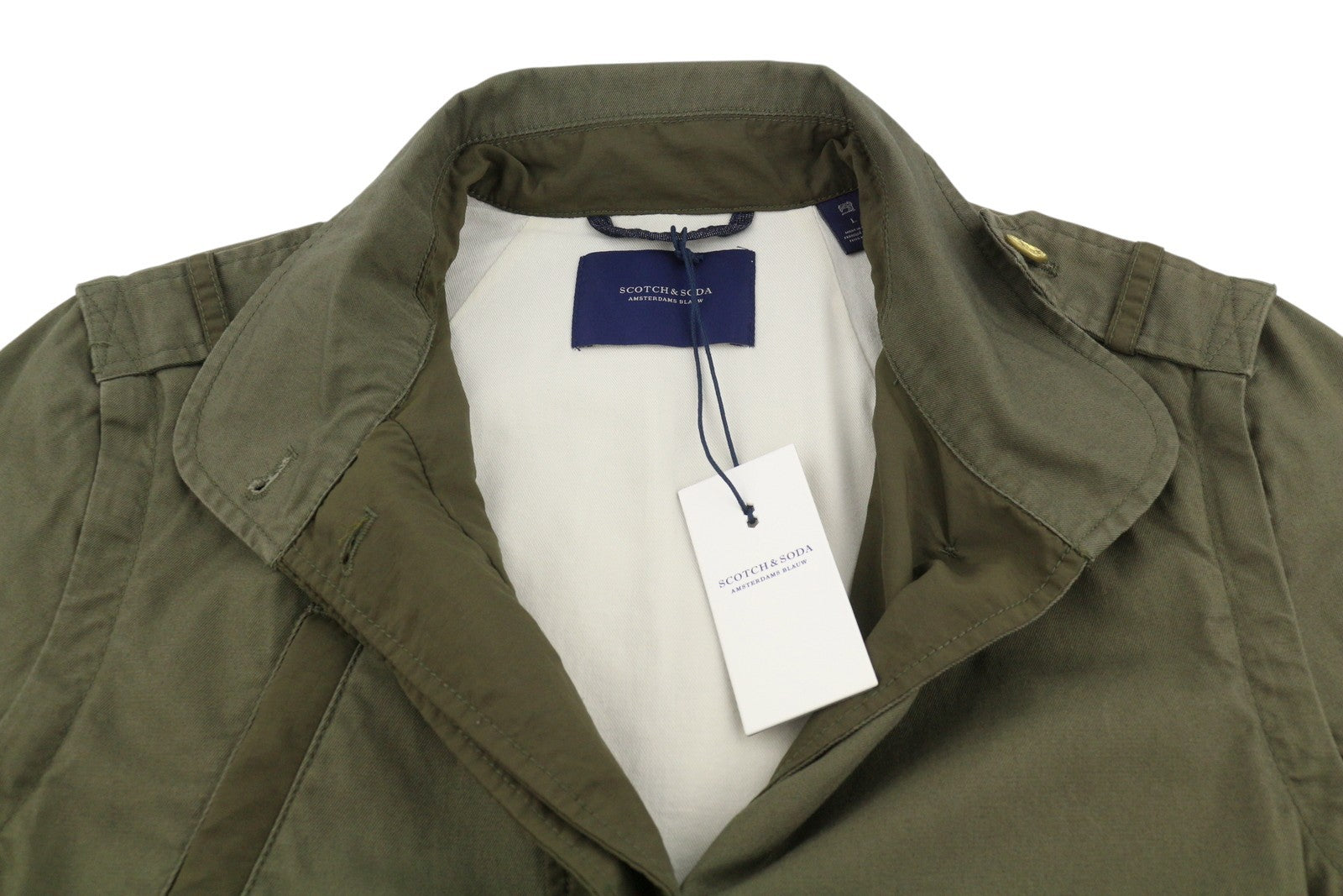 SCOTCH & SODA Women Jacket L Khaki Green Removable Sleeves Drawstring Waist
