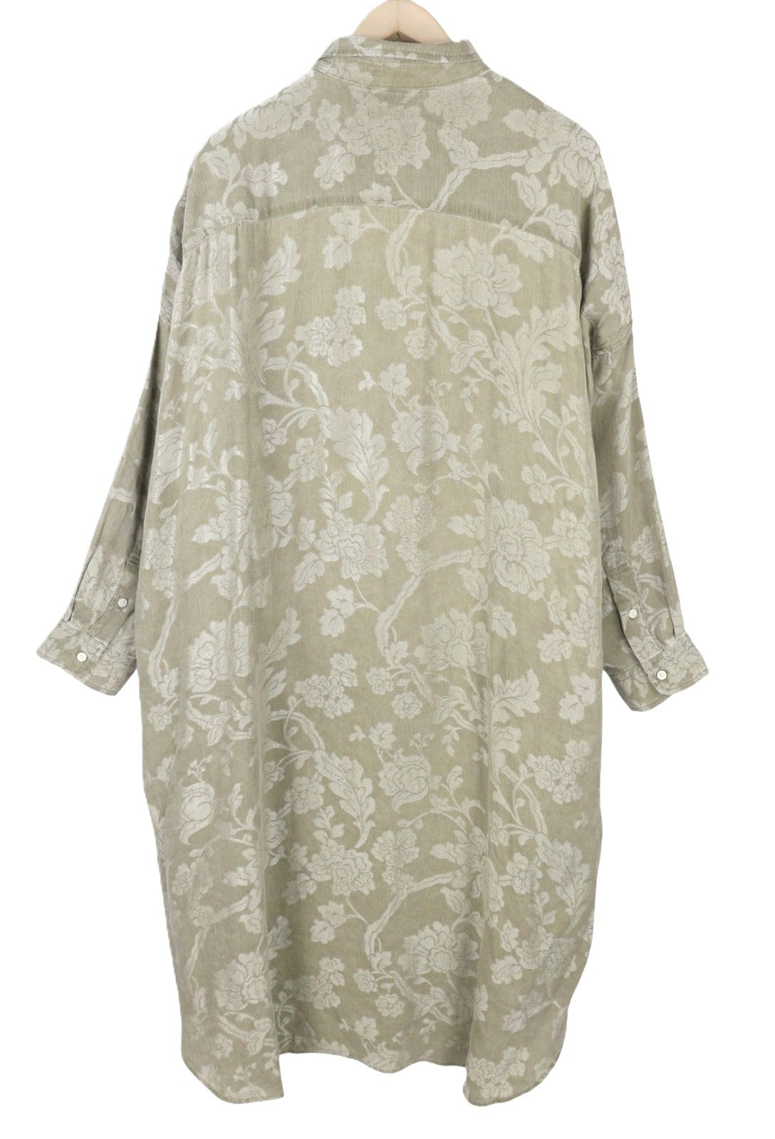 R13 Jumbo Shirtdress Women Dress M/L Olive Floral Linen Blend Loose Fit PS26