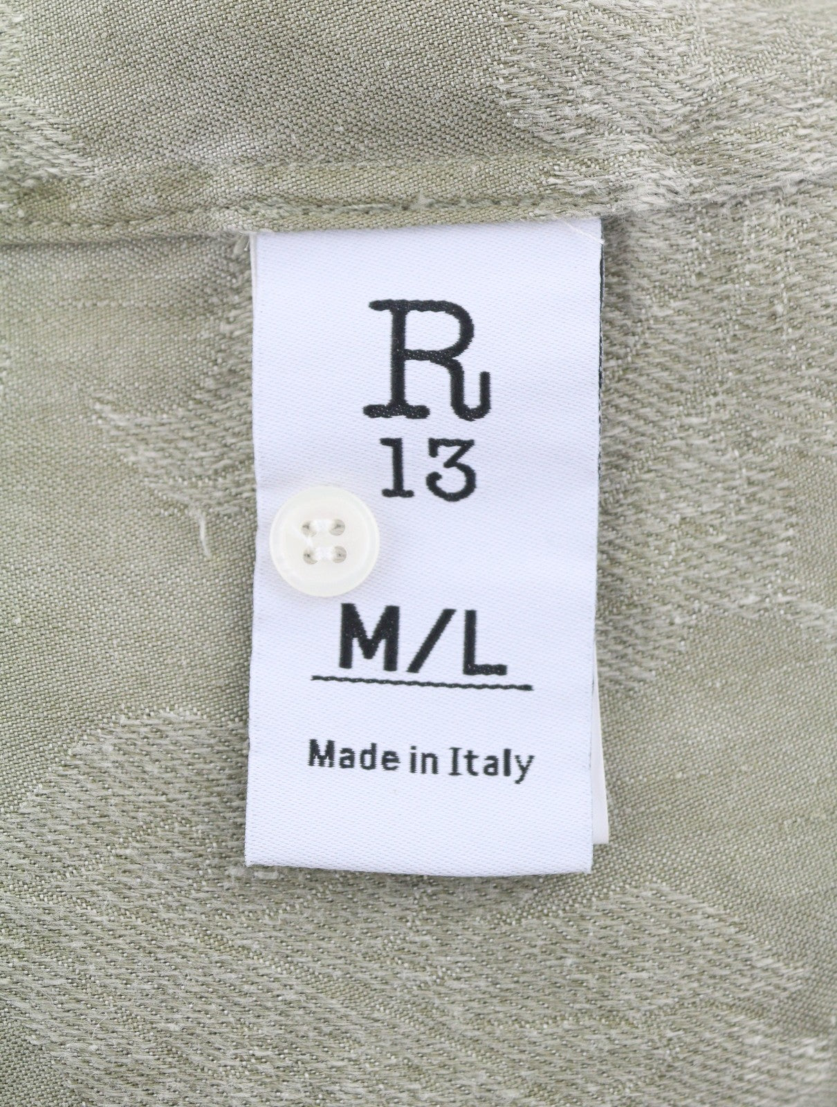 R13 Jumbo Shirtdress Women Dress M/L Olive Flower Linen Blend Relaxed PS26