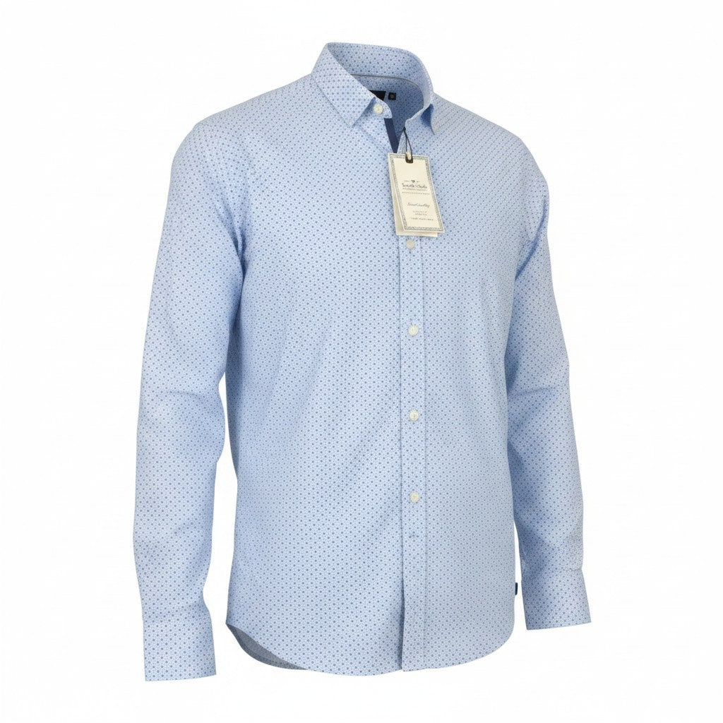 SCOTCH & SODA Men Shirt 2XL Blue Polka Dot Print Slim Cut Melange Button-Down