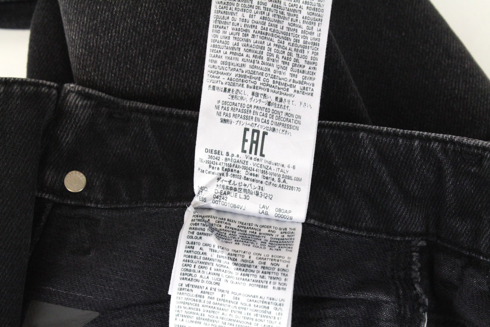 DIESEL D-Earlie 080AP Women Jeans W25/L30 Black Stretch Slim Fit High Waist