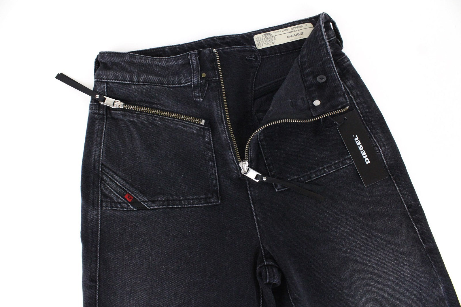 DIESEL D-Earlie 080AP Women Jeans W25/L30 Black Stretch Slim Fit High Waist