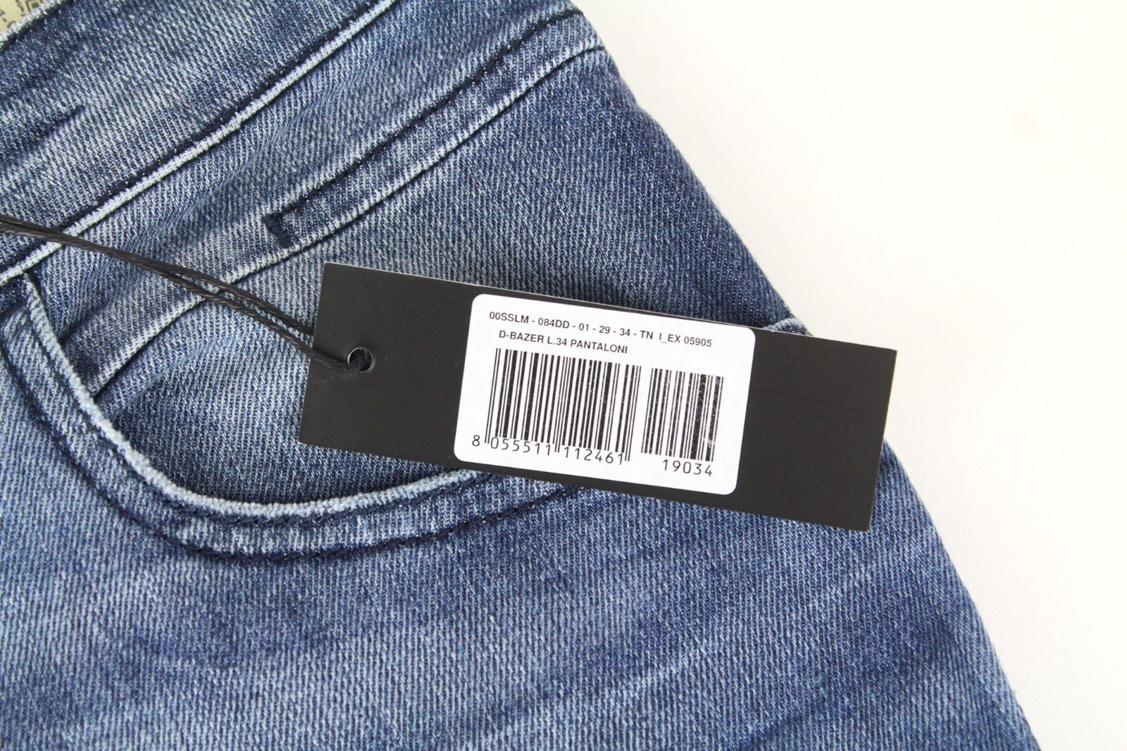DIESEL D-Bazer 084DD Men Jeans W29/L34 Blue Stretch Tapered Buttoned Distressed