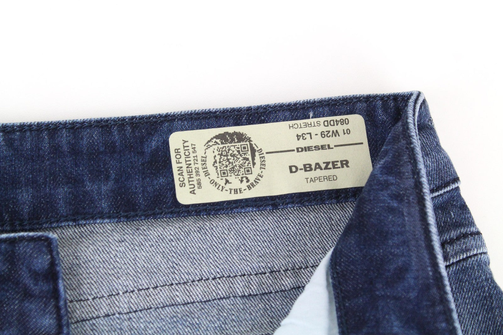 DIESEL D-Bazer 084DD Men Jeans W29/L34 Blue Stretch Tapered Buttoned Distressed