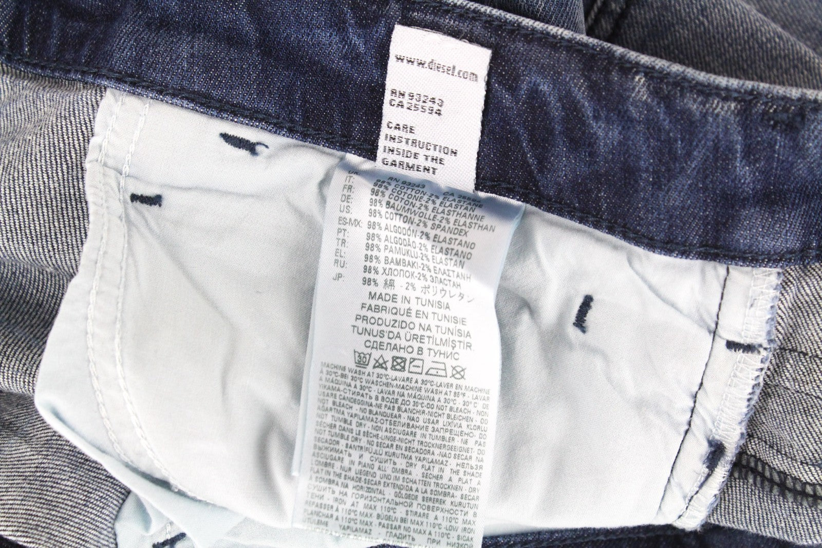 DIESEL D-Bazer 084DD Men Jeans W29/L34 Blue Stretch Tapered Buttoned Distressed