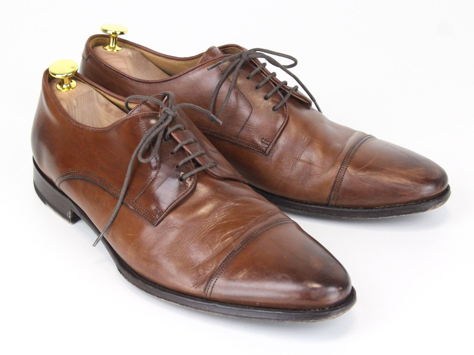 SUITSUPPLY Men Formal Shoes EU43.5 Mid Brown Pure Calf Leather Derby Lace-Ups