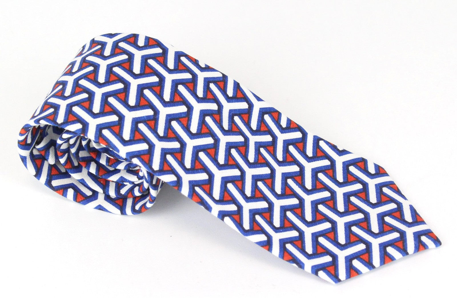 SUITSUPPLY Men Tie 148 x 8 cm Linen Cotton Blend Blue Formal Knit Graphic Print