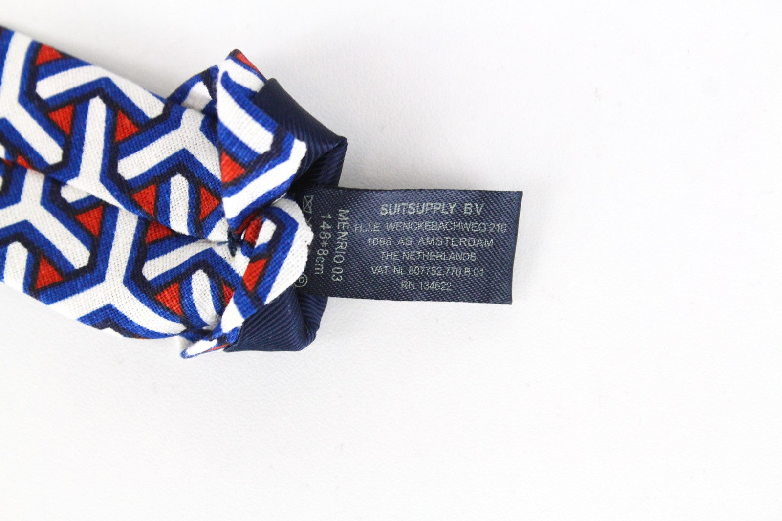 SUITSUPPLY Men Tie 148 x 8 cm Linen Cotton Blend Blue Formal Knit Graphic Print