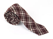 SUITSUPPLY Men Tie ~150 x 8 cm Wine Red Formal Knitted Plaid Check Wool Blend