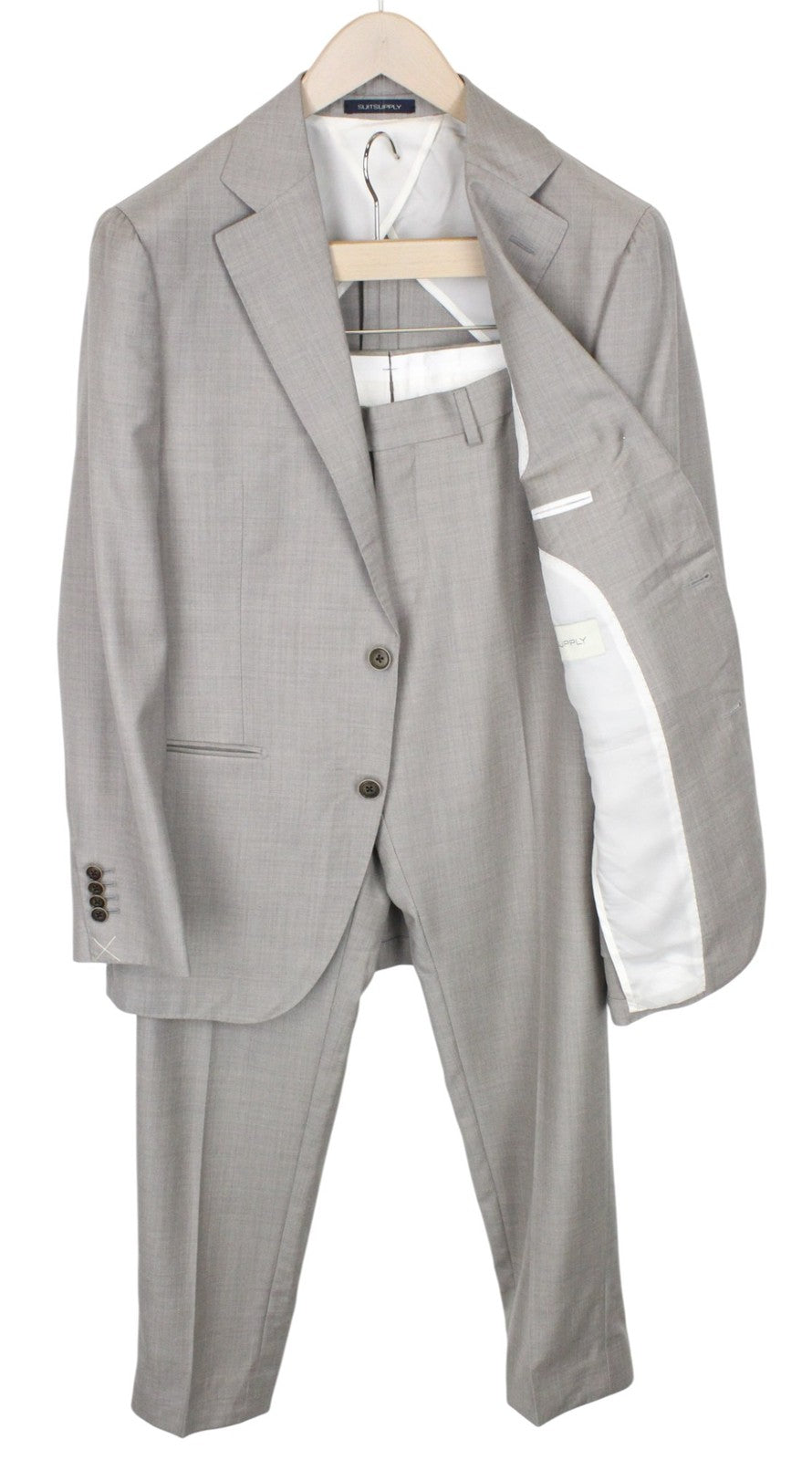 SUITSUPPLY La Spalla Men Suit UK38R Melange Brown 2-Piece Slim Wool Perennial