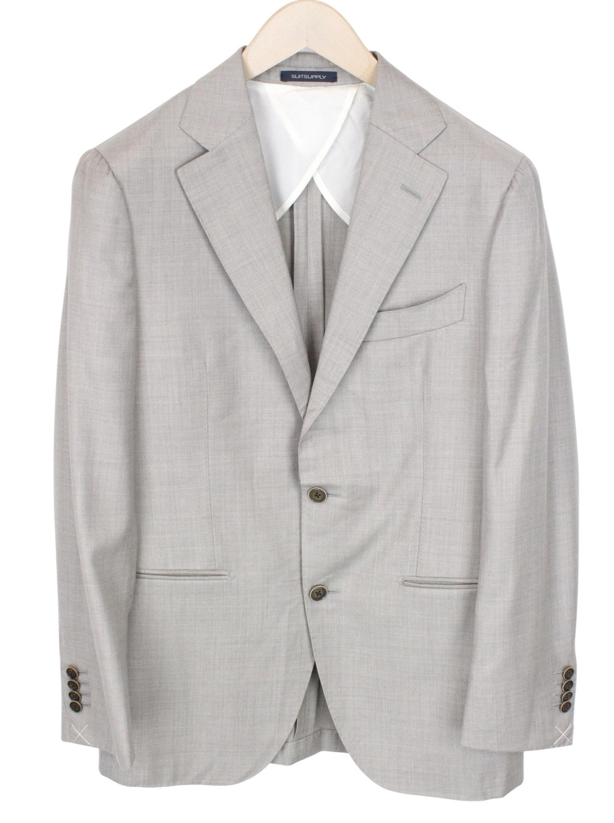 SUITSUPPLY La Spalla Men Suit UK38R Melange Brown 2-Piece Slim Wool Perennial