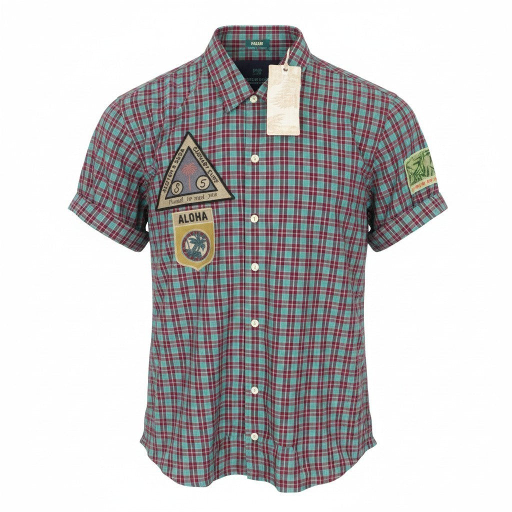 SCOTCH & SODA Men Shirt S Cotton Linen Blend Patchwork Purple Plaid Checked