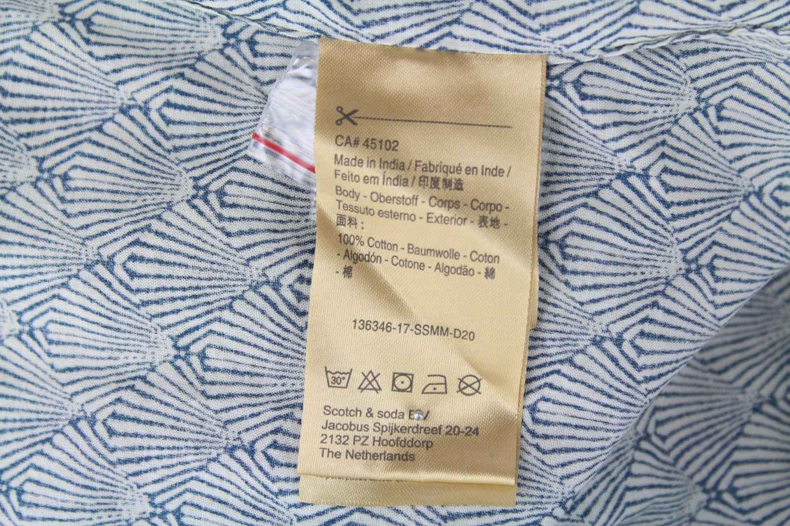 SCOTCH & SODA Men Shirt 2XL Pure Cotton Marine Blue Seashell Print Nautical