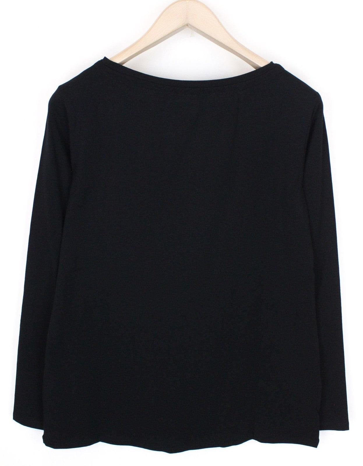 MARINA YACHTING Women T-Shirt S Long Sleeve Pull On Crew Neck Rhinestones Black